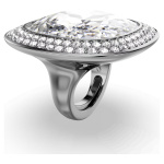 Una Angelic cocktail ring Cushion cut, White, Ruthenium plated